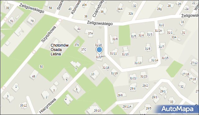 Chotomów, Żeligowskiego Lucjana, gen., 31/17, mapa Chotomów