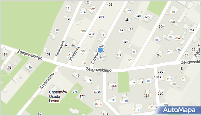 Chotomów, Żeligowskiego Lucjana, gen., 36, mapa Chotomów