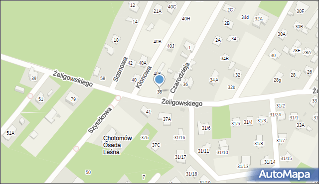 Chotomów, Żeligowskiego Lucjana, gen., 38, mapa Chotomów