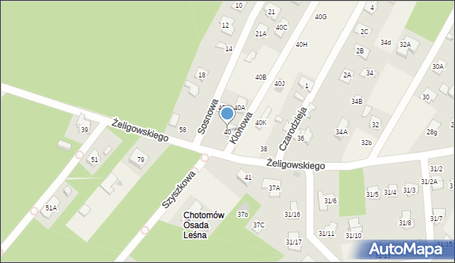 Chotomów, Żeligowskiego Lucjana, gen., 40, mapa Chotomów