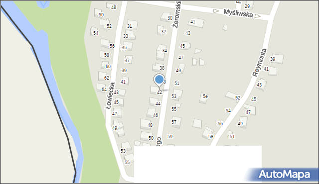 Cieszyn, Żeromskiego Stefana, 42, mapa Cieszyna