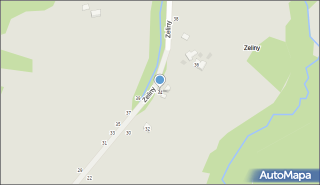 Czchów, Zeliny, 34, mapa Czchów