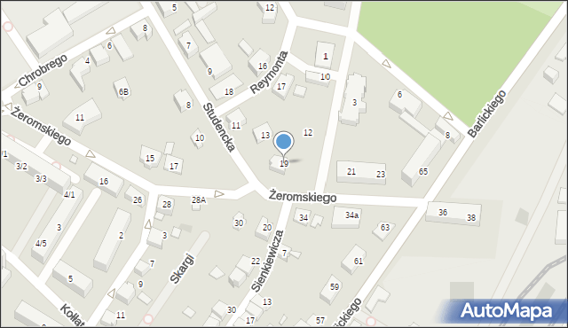 Czechowice-Dziedzice, Żeromskiego Stefana, 19, mapa Czechowic-Dziedzic