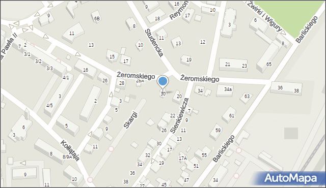 Czechowice-Dziedzice, Żeromskiego Stefana, 30, mapa Czechowic-Dziedzic