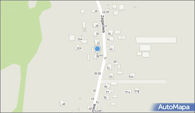 Częstochowa, Zegarowa, 34, mapa Częstochowy