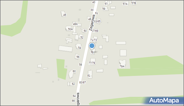 Częstochowa, Zegarowa, 75, mapa Częstochowy