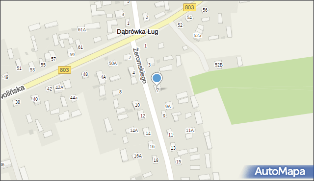 Dąbrówka-Ług, Żeromskiego Stefana, 7, mapa Dąbrówka-Ług