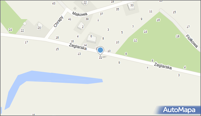 Dzikowo, Żeglarska, 11, mapa Dzikowo