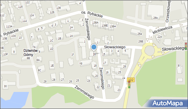 Dziwnów, Żeromskiego Stefana, 16, mapa Dziwnów