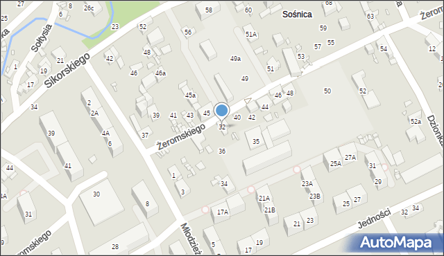 Gliwice, Żeromskiego Stefana, 32, mapa Gliwic