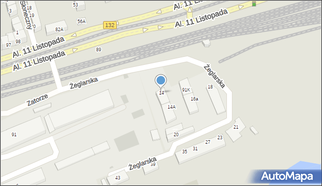 Gorzów Wielkopolski, Żeglarska, 14, mapa Gorzów Wielkopolski