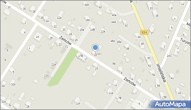 Imielin, Żeńców, 12, mapa Imielin