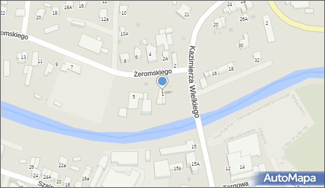 Jasło, Żeromskiego Stefana, 1, mapa Jasła