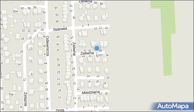 Koluszki, Żeliwna, 32, mapa Koluszki