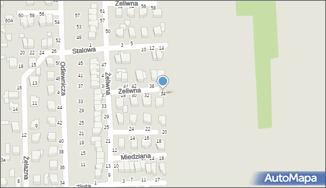 Koluszki, Żeliwna, 34, mapa Koluszki