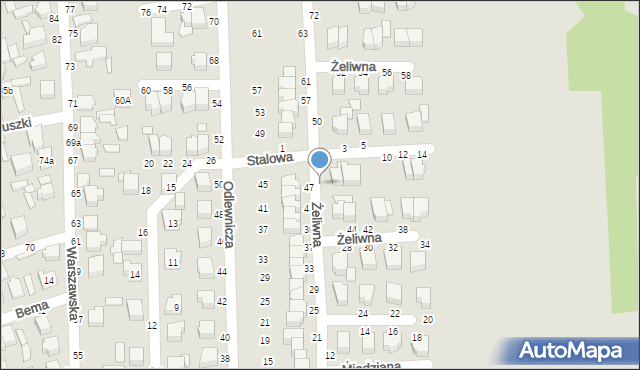 Koluszki, Żeliwna, 48, mapa Koluszki