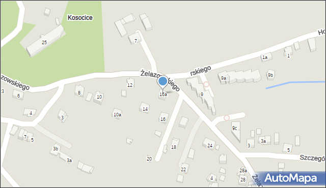 Kraków, Żelazowskiego Romana, 16a, mapa Krakowa