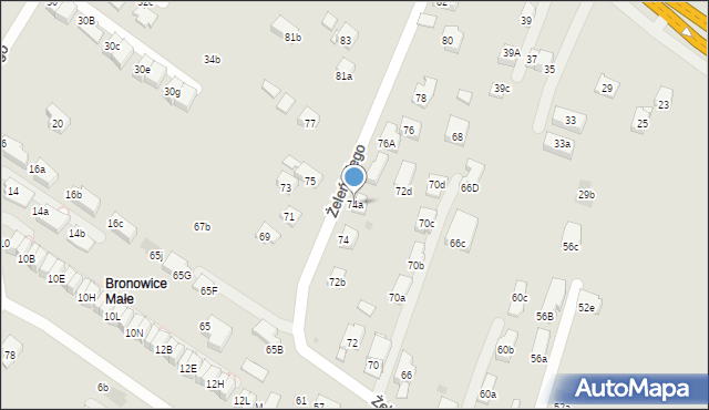 Kraków, Żeleńskiego Władysława, 74a, mapa Krakowa