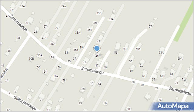 Krosno, Żeromskiego Stefana, 45, mapa Krosna