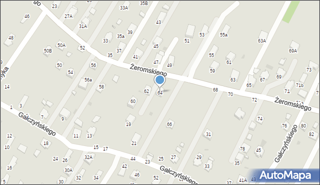 Krosno, Żeromskiego Stefana, 64, mapa Krosna
