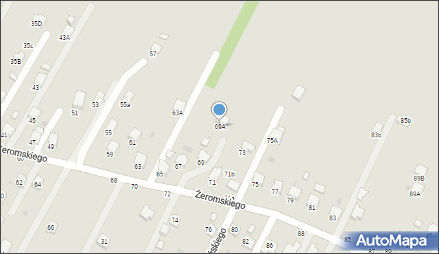 Krosno, Żeromskiego Stefana, 69A, mapa Krosna