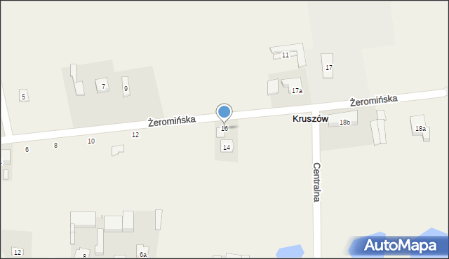 Kruszów, Żeromińska, 16, mapa Kruszów