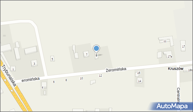 Kruszów, Żeromińska, 9, mapa Kruszów