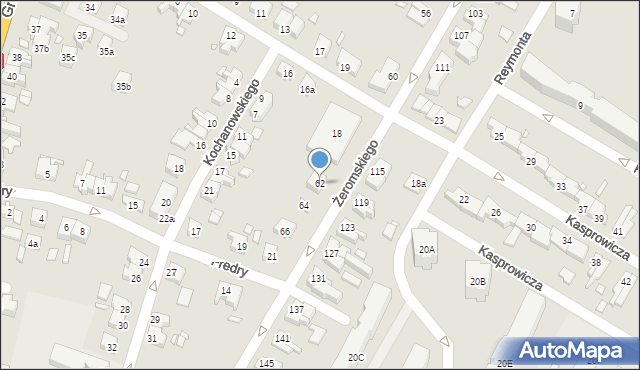 Kwidzyn, Żeromskiego Stefana, 62, mapa Kwidzyn