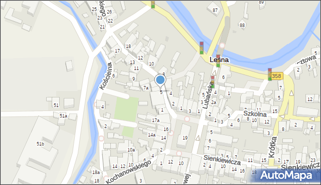 Leśna, Żeromskiego Stefana, 5, mapa Leśna