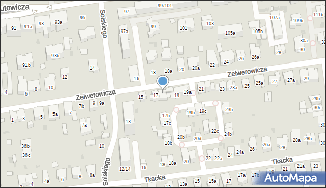 Łódź, Zelwerowicza Aleksandra, 17a, mapa Łodzi