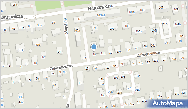 Łódź, Zelwerowicza Aleksandra, 18, mapa Łodzi