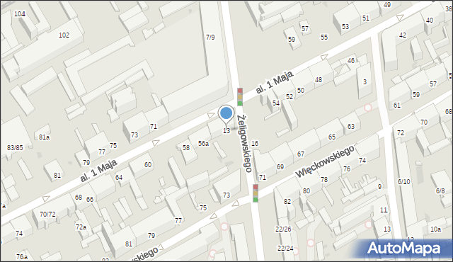 Łódź, Żeligowskiego Lucjana, gen., 13, mapa Łodzi