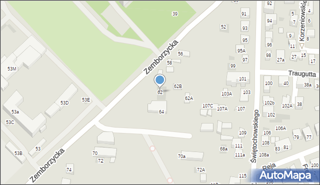 Lublin, Zemborzycka, 62, mapa Lublina