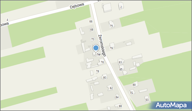 Majków, Żeromskiego Stefana, 74a, mapa Majków