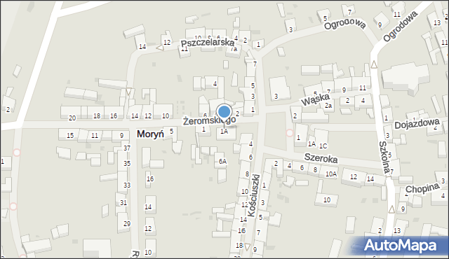 Moryń, Żeromskiego Stefana, 1A, mapa Moryń