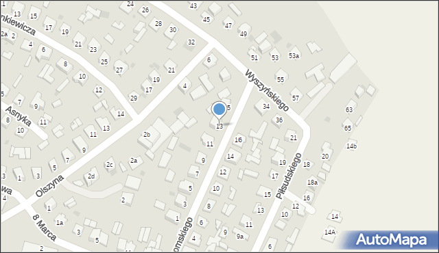 Nisko, Żeromskiego Stefana, 13, mapa Nisko