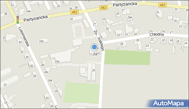 Pabianice, Żeromskiego Stefana, 20a, mapa Pabianic