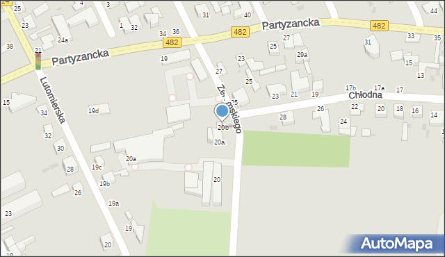 Pabianice, Żeromskiego Stefana, 20b, mapa Pabianic