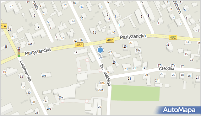 Pabianice, Żeromskiego Stefana, 27, mapa Pabianic