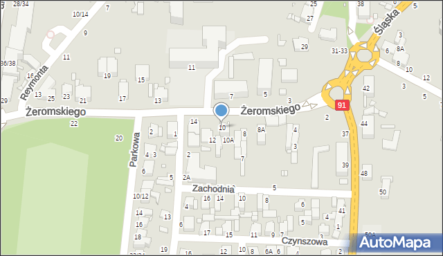 Piotrków Trybunalski, Żeromskiego Stefana, 10, mapa Piotrków Trybunalski