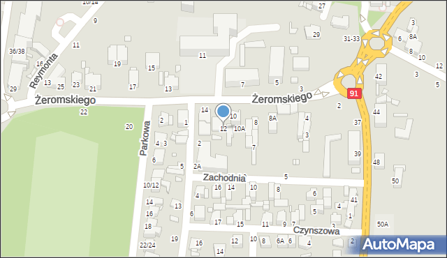 Piotrków Trybunalski, Żeromskiego Stefana, 12, mapa Piotrków Trybunalski