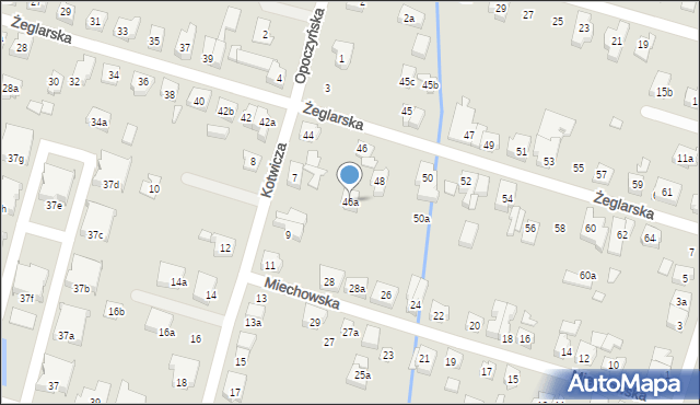 Poznań, Żeglarska, 46a, mapa Poznania