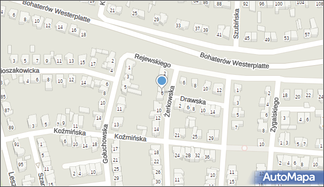Poznań, Żerkowska, 6, mapa Poznania