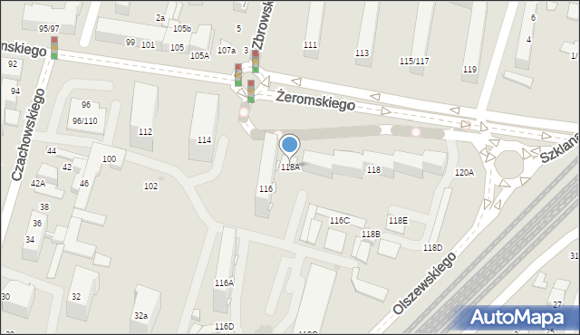 Radom, Żeromskiego Stefana, 118A, mapa Radomia
