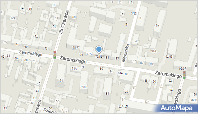 Radom, Żeromskiego Stefana, 79/81, mapa Radomia