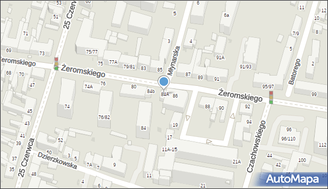 Radom, Żeromskiego Stefana, 84A, mapa Radomia