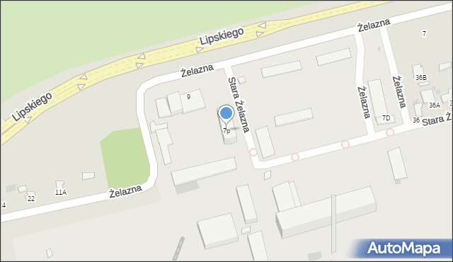 Radom, Żelazna, 7p, mapa Radomia