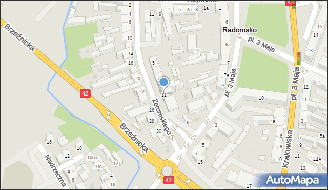 Radomsko, Żeromskiego Stefana, 11, mapa Radomsko
