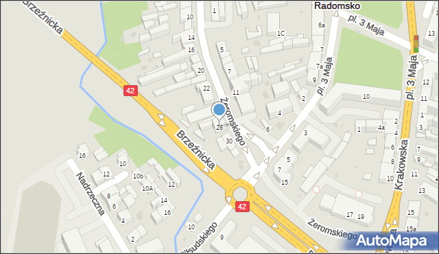 Radomsko, Żeromskiego Stefana, 28, mapa Radomsko