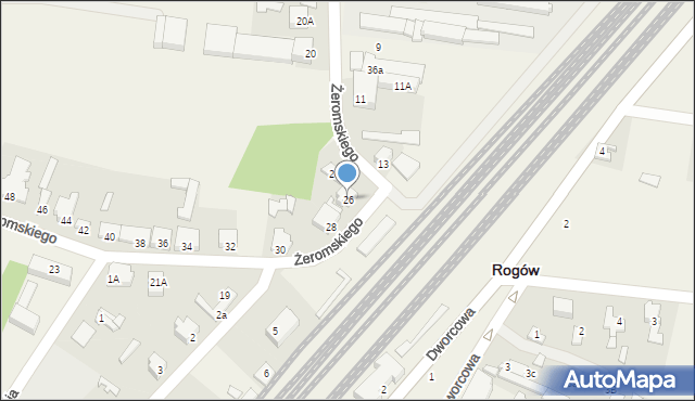 Rogów, Żeromskiego Stefana, 26, mapa Rogów